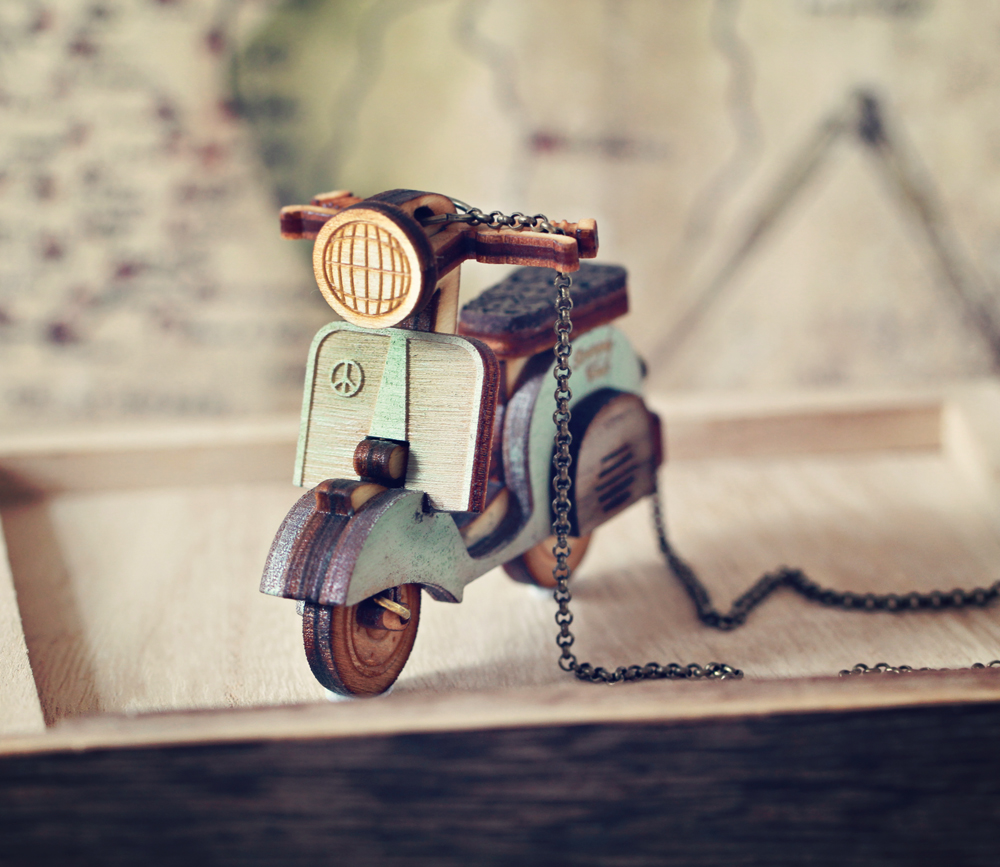 Mini Scooter Necklace Hipster Indie Jewelry In Mint Green on Luulla